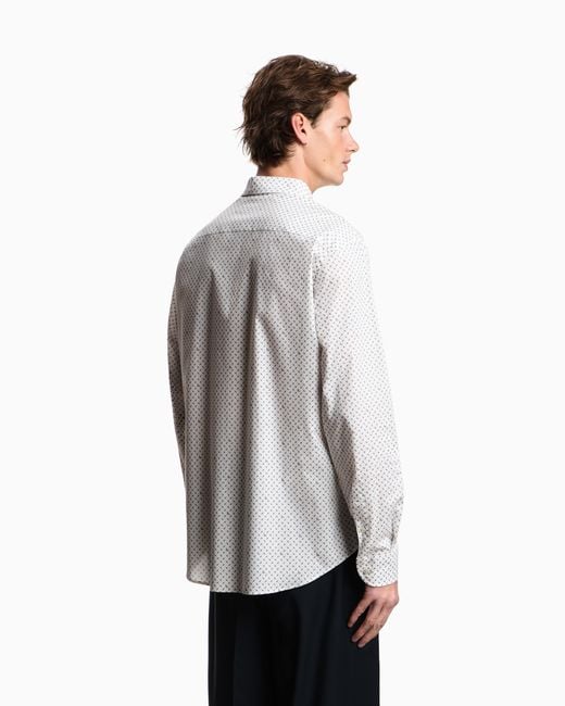 Emporio Armani White Shirt With All-Over Micro-Pattern Print for men