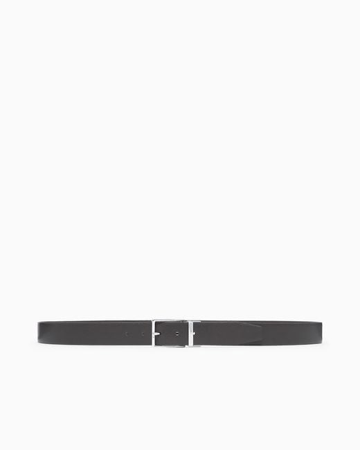 Emporio Armani White Reversible Saffiano Leather Belt for men