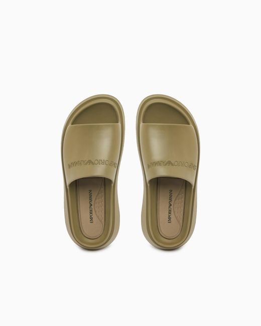 Emporio Armani Green Monobloc Sandals With Logo for men