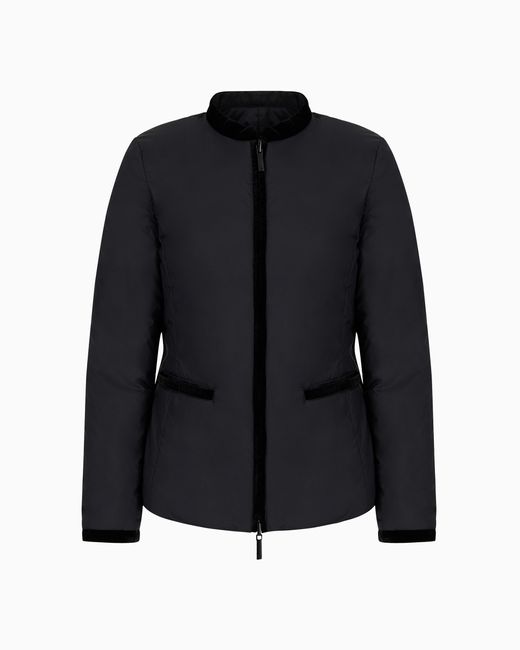 Emporio Armani Black Nylon Reversible Guru-Collared Jacket
