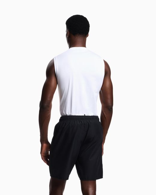 Emporio Armani Blue Bermuda Shorts With Logo Waistband for men