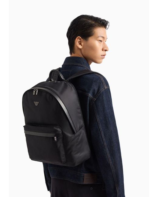 Emporio Armani Black Asv Recycled Nylon Backpack for men