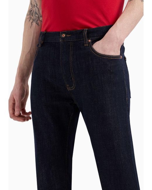 Emporio Armani Blue J45 Regular-fit Rinse-washed Denim Jeans for men