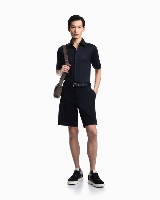Emporio Armani Black Comfort Cotton Chino Bermuda Shorts for men