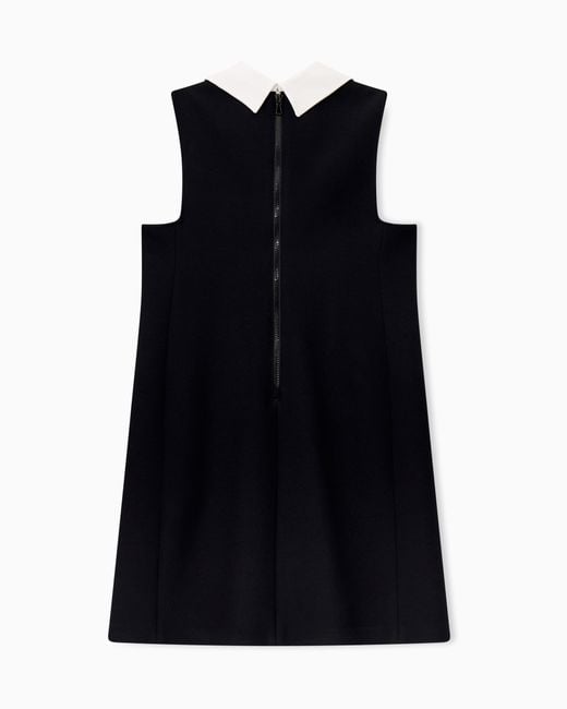 Emporio Armani Black Sleeveless Dress With A Peter Pan Collar And A Front Tie