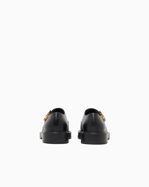Emporio Armani White Icon Pebbled Leather Chunky Monk Straps for men