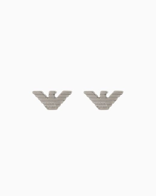 Emporio Armani White Stainless Steel Stud Earrings for men