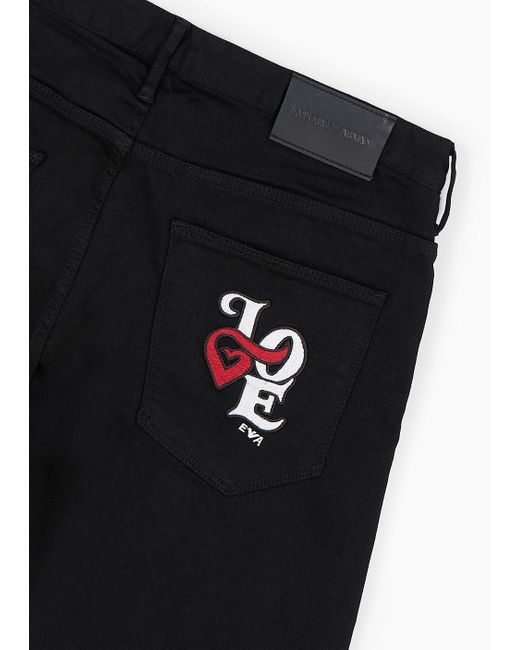 Emporio Armani Jeans J06 In Slim Fit Aus Denim Mit Love-patch Aus Der Sonderkollektion Zum Valentinstag in Black für Herren