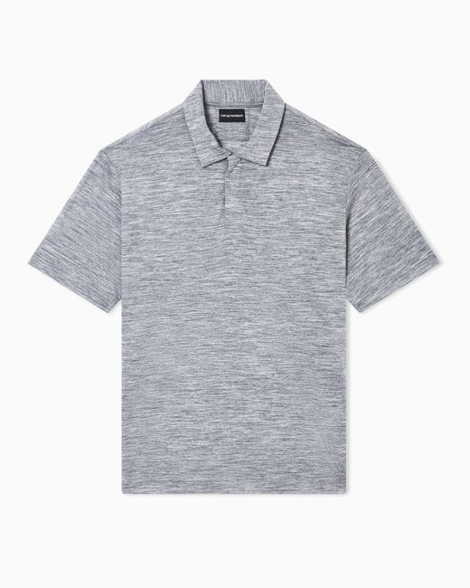 Emporio Armani Gray Wool Slub Jersey Polo Shirt for men