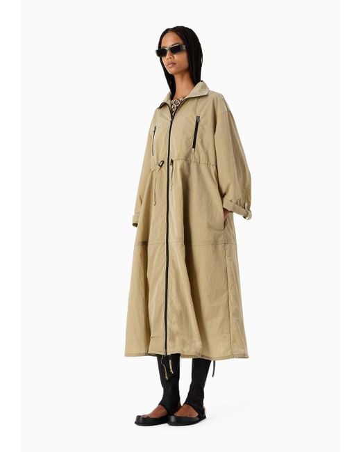 Emporio Armani Natural Sustainability Values Capsule Collection Recycled Crinkle Nylon Full-zip Trench Coat