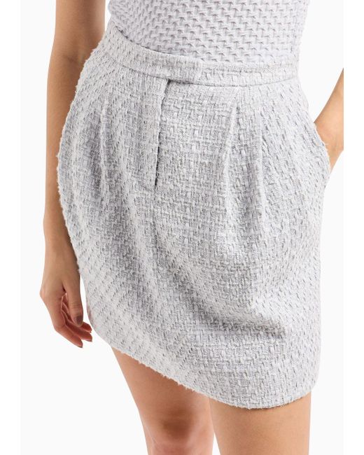 Emporio Armani White Lurex Tweed Skirt With Darts
