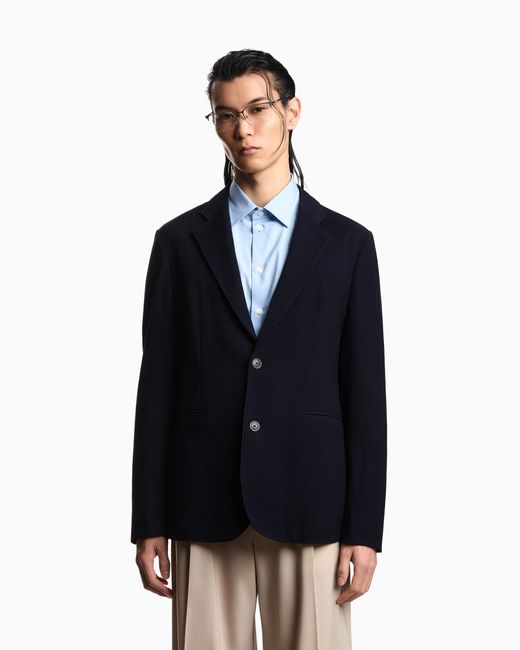Emporio Armani Blue Single-Breasted Jacket for men
