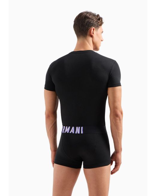 Emporio Armani Asv Underwear-set Mit Loungewear T-shirt Und Eng Anliegenden Boxershorts Aus Bio-baumwolle Mit Mega-logo in Black für Herren