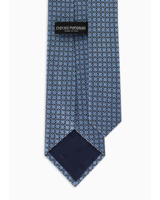 Cravatta In Pura Seta Microfantasia Optical Jacquard di Emporio Armani in Blue da Uomo