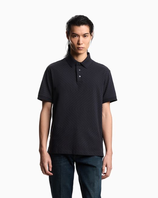 Emporio Armani Black Us Exclusive Jacquard Jersey Polo Shirt for men
