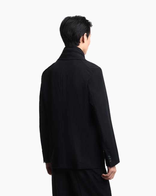 Emporio Armani Blue Stretch-Nylon Twill Blazer With Detachable Inner Panel for men