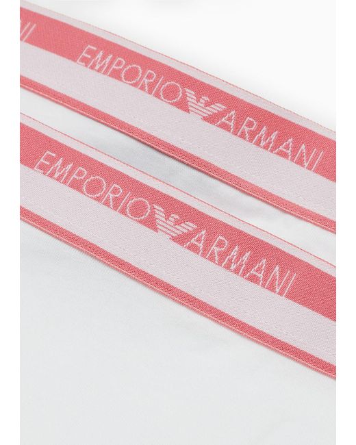 Emporio Armani White Asv Two-pack Of Iconic Organic-cotton Briefs With Logo Waistband
