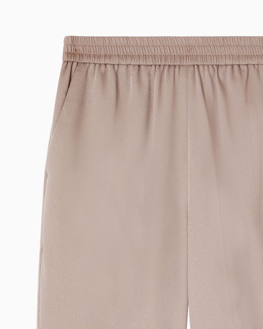 Emporio Armani White Twill Crêpe Trousers With Elasticated Waist