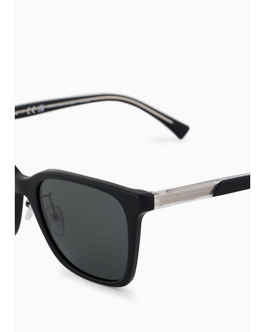 Emporio Armani Sonnenbrille Mit Eckiger Fassung Asian Fit in Black für Herren