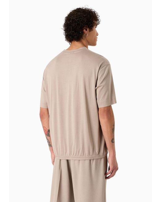 Emporio Armani Natural Asv Comfort-fit V-neck T-shirt In Lyocell-blend Jersey for men