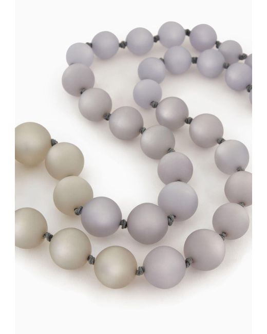 Collar Con Esferas Efecto Perla Degradado Emporio Armani de color White