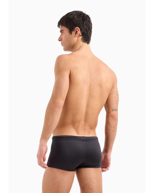 Emporio Armani Black Asv Essential Recycled-microfibre Square Leg Swimsuit for men