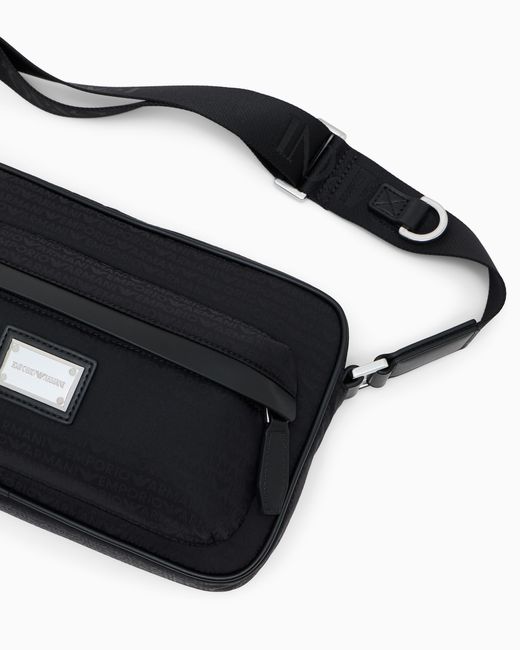 Emporio Armani Black Crossbody Messenger Bag With Zip And Adjustable Strap for men