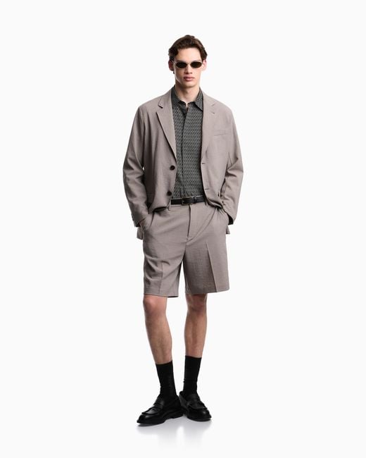 Emporio Armani Gray Comfort-Fit All-Over Print Lyocell-Blend Shirt for men