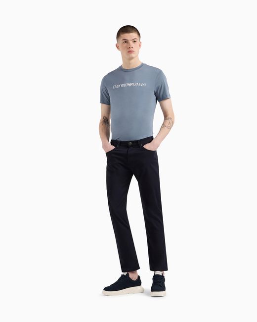 Emporio Armani Blue J45 Regular-Fit, Stretch-Gabardine Jeans for men
