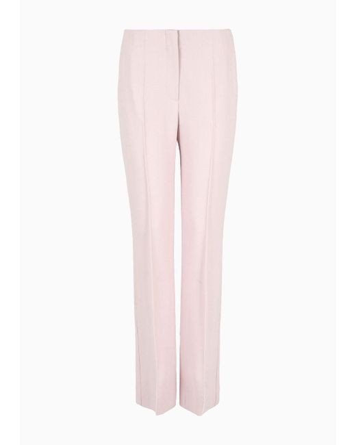Emporio Armani Pink Cady Crêpe Ribbed Trousers