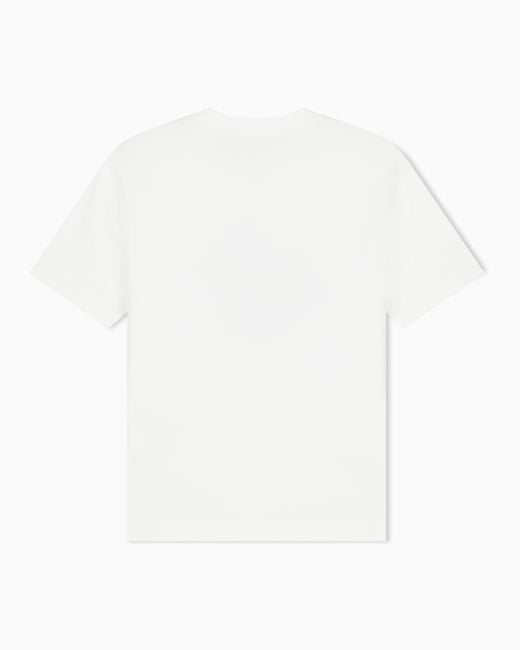 Emporio Armani White Heavy Jersey T-Shirt With Embroidered Logo for men