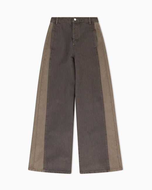 Emporio Armani Green Five-Pocket Wide-Leg Denim Pants With Relaxed Fit