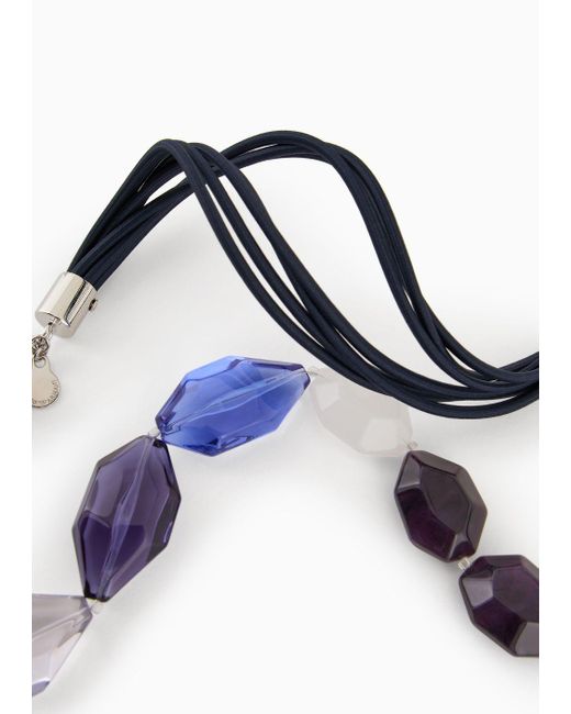 Emporio Armani Blue Geometric Gemstone Necklace