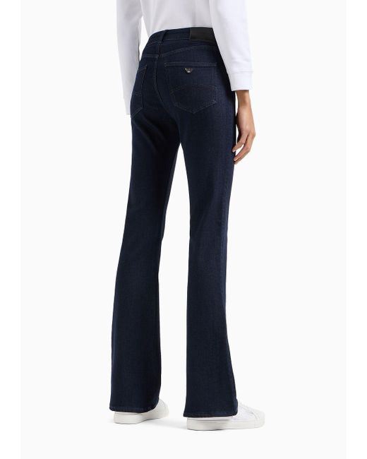 Emporio Armani Blue J47 Medium High-waisted, Flared Leg, Viscose-blend Denim Jeans