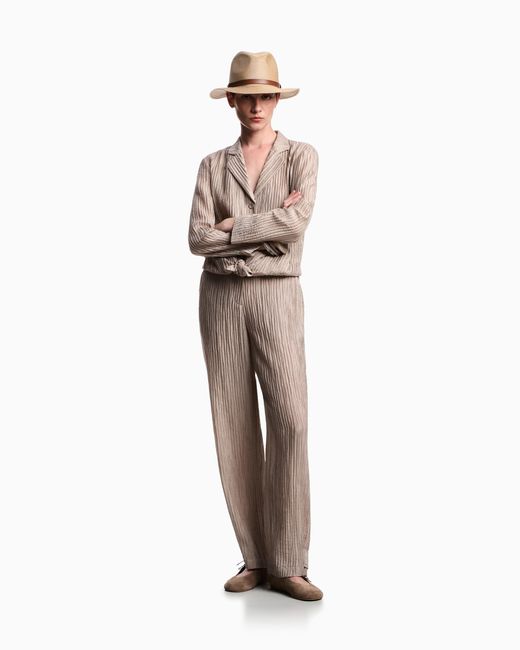 Emporio Armani Natural Sparkling, Pleated Crepon Trousers