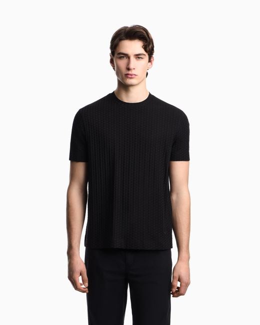 Emporio Armani Black Asv Jersey T-Shirt With Jacquard Logo for men