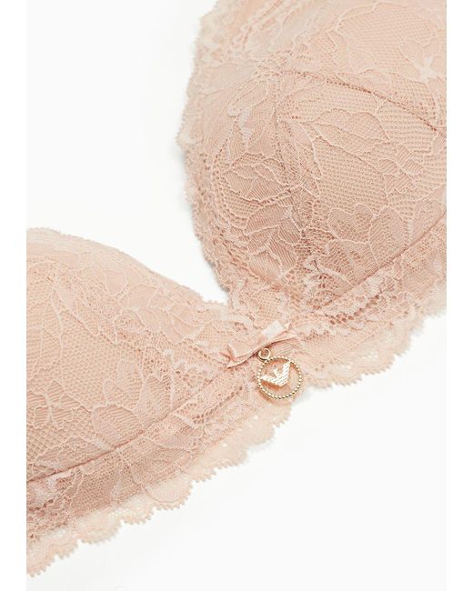 Emporio Armani Natural Asv Eternal Lace Recycled Lace Padded Triangle Bra