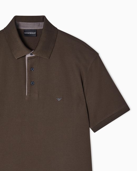 Emporio Armani Brown Regular Fit Piqué Polo Shirt for men