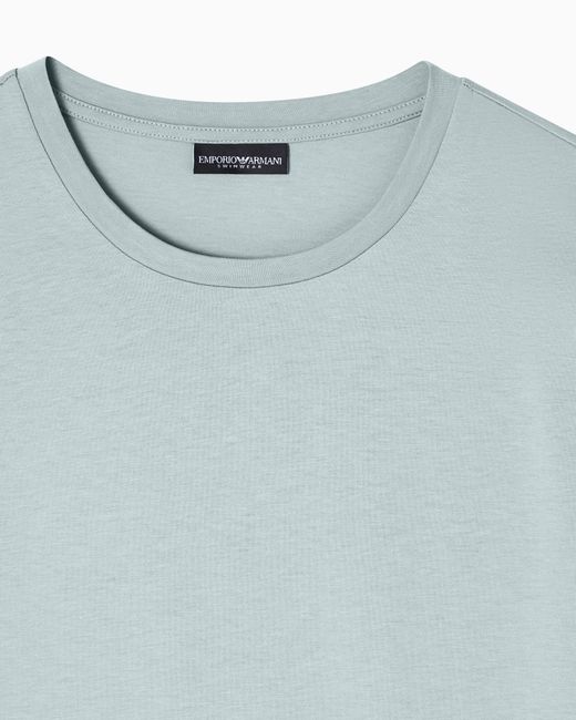 Emporio Armani Blue Out Of Water Print Jersey Beachwear T-Shirt for men