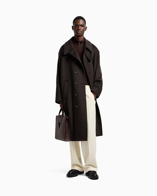 Pull Col Roulé Avec Fermeture Zippée En Maille À Point Carreau Asv Emporio Armani pour homme en coloris Brown