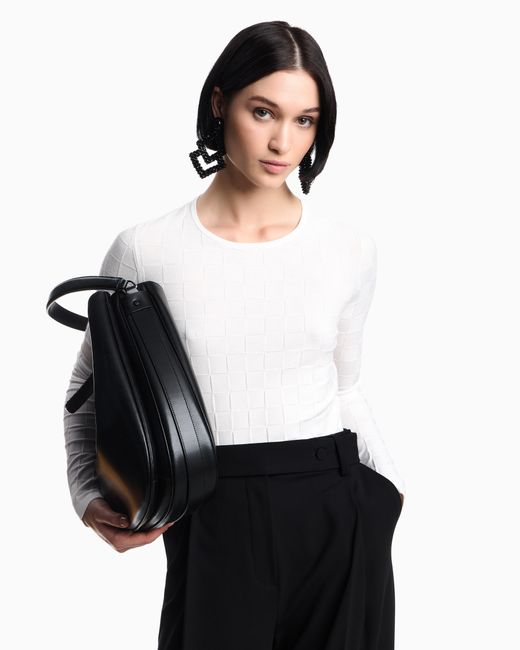 Maglione Damier A Maniche Lunghe di Emporio Armani in White