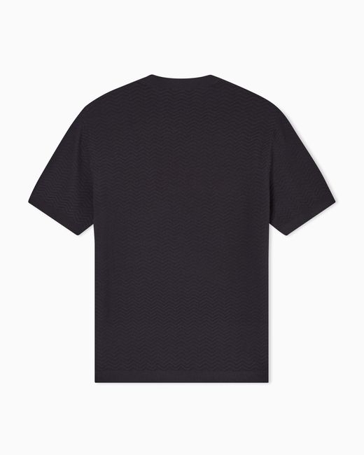 Emporio Armani Black Icon Viscose-Blend Chevron-Stitch Jumper for men