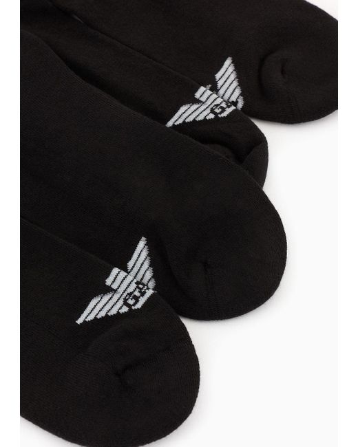 Emporio Armani Black Two-pack Of Terry Socks With Sports Logo Lettering for men