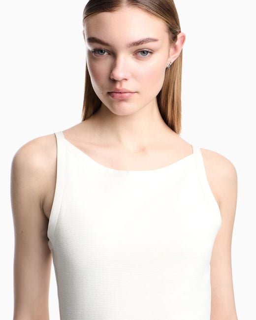 Emporio Armani White Ottoman Jersey Sheath Dress