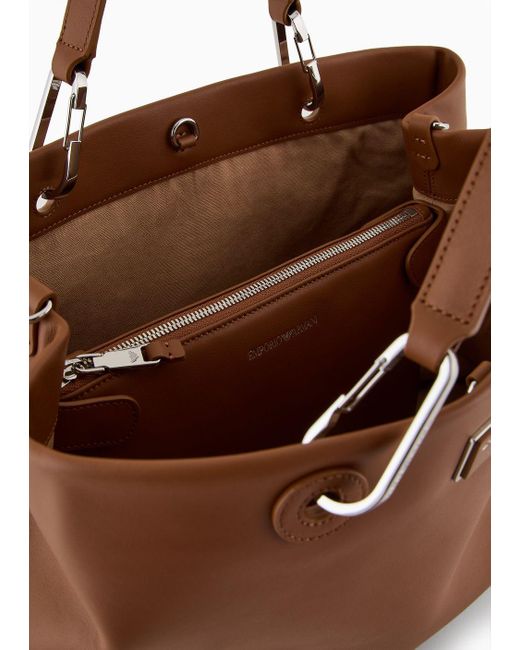Emporio Armani Brown Asv Medium Ecological Leather Myea Shopper Bag