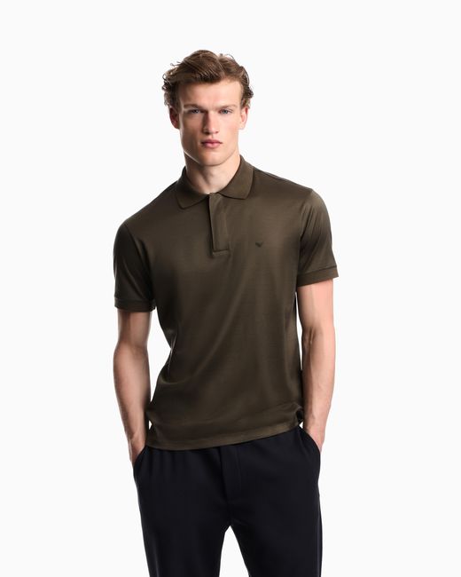 Emporio Armani Green Travel Essential Lyocell-Blend Jersey Polo Shirt for men