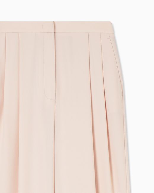 Emporio Armani White Technical Gabardine Trousers With Pleats