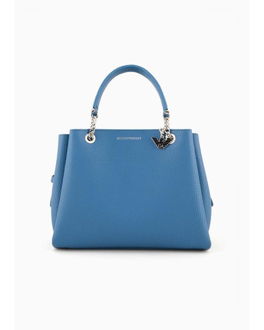 Emporio Armani Blue Palmellato Leather-effect Handbag With Eagle Charm