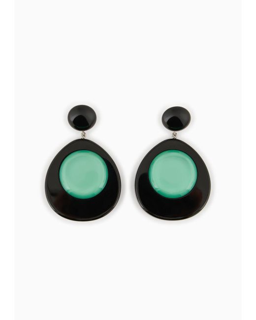 Emporio Armani Green Two-toned Pendant Earrings