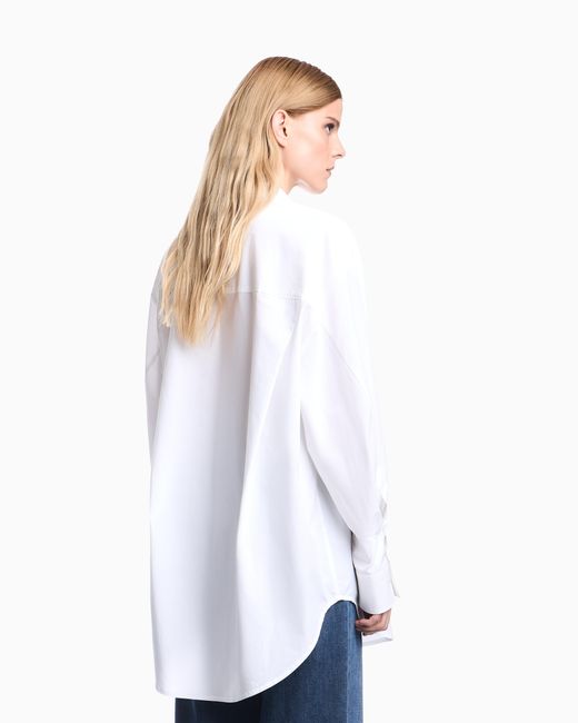 Emporio Armani White Cotton Poplin Shirt With A Pointed Collar And Long Sleeves